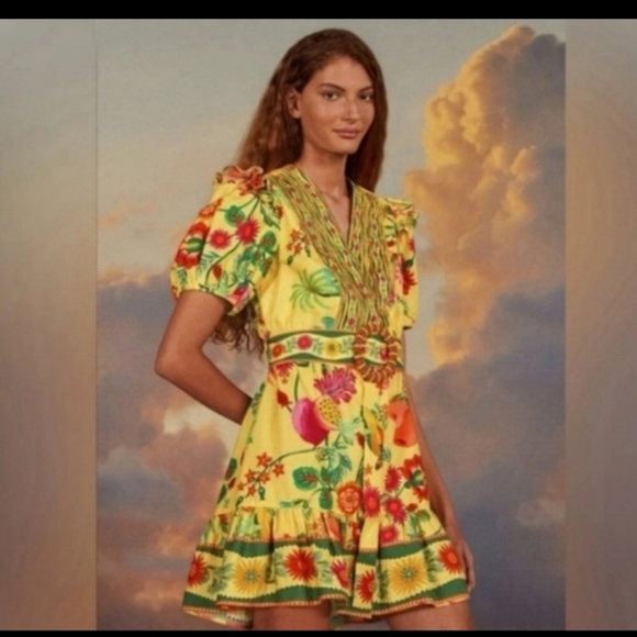 FARM Rio Dresses & Skirts - Farm Rio Yellow Dream Minidress *missing belt